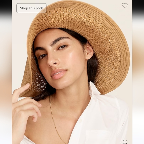 J. CREW TEXTURED SUMMER STRAW HAT DUSTY DUNE SHAPED SUN HAT WOMEN OS VACATION - Picture 14 of 16